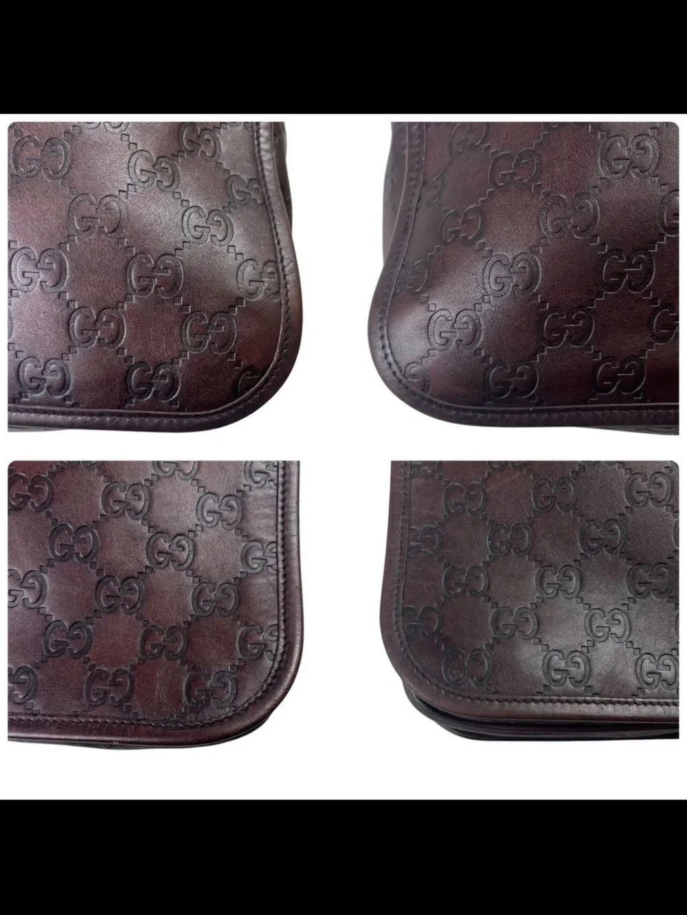Gucci Dark Brown Embossed GG Messenger Bag